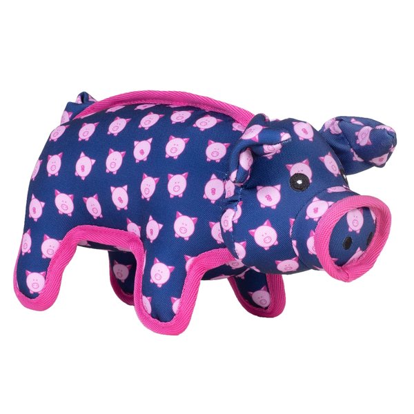 The Worthy Dog Tough Wilbur Pig Dog Toy, Fun Fetch Play with Squeaker for Dogs, Durable Material for Active Dogs, Navy Blue - Small