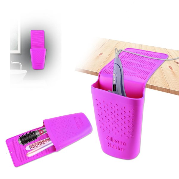 zxbaers Hot Iron Holster, Silicone Hot Hair Tools Holder with Suction Cup, Hair Straightener Holder/Curling Iron Holder/Flat Iron Holder Hair Styling Tool Organizer