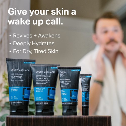 Every Man Jack Daily Hydration Face Lotion for Men - Deeply Moisturize and Revive Dry, Tired Skin with Hyaluronic Acid, Caffeine, and Green Tea - 2.5 oz Men’s Face Lotion - Twin Pack