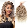 New Goddess Locs Crochet Hair 12 inch 8 Packs River Faux Locs Crochet Hair Curly Hair Boho Faux Locs Wavy Crochet with Curly Ends Boho Style Synthetic Hair Extensions (12" 8packs 27/613#)