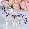 Unsutuo Bride Wedding Hair Comb Blue Rhinestone Bridal Hair Accessories for Wedding Hair Pieces for Women and Flower Girls
