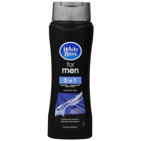 White Rain Mens 3-in-1 Shampoo + Conditioner + Body Wash, Ocean Wave, 15 oz