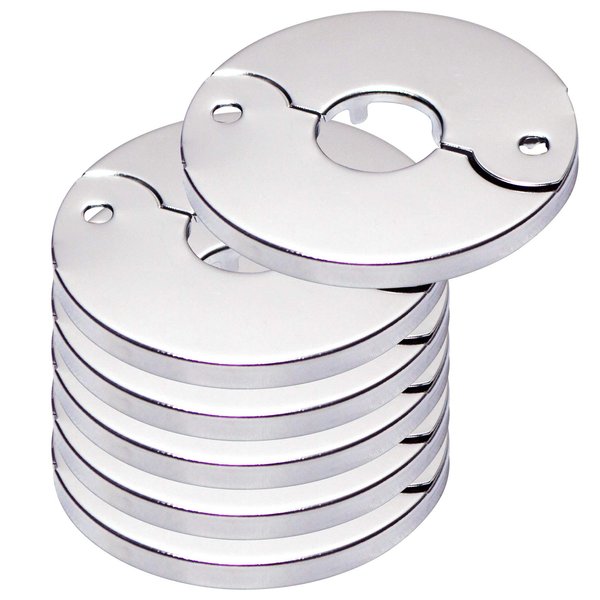 Floor and Ceiling Plate Cover Split Flange Replacement and Repair Kit, Fits 3/4 Inch IPS Galvanized Pipe or 1 Inch Copper Pipe, Chrome Finish (Pack of 6)