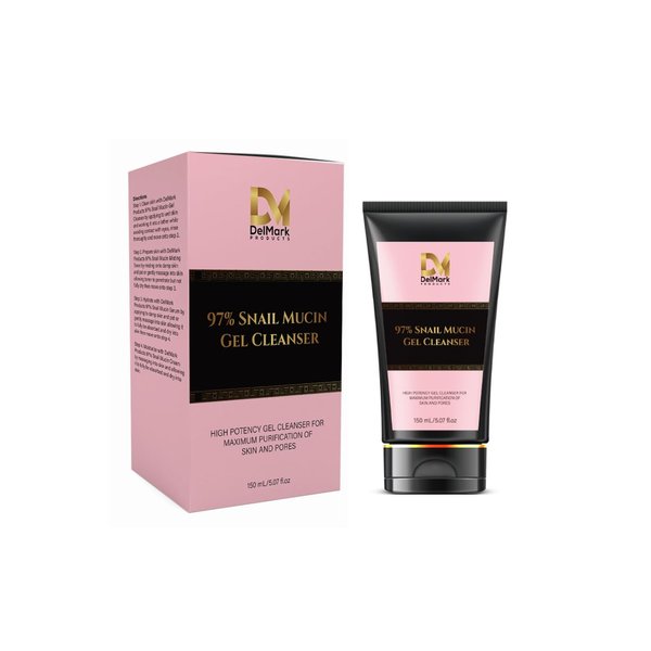 DelMark Products Snail Mucin Gel Cleanser, 5.07 Fl Oz / 150 mL, High Potency Gel Cleanser for Dry & Sensitive Skin with Mucin 97% Power - Korean Skincare