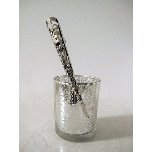 Silver tone filigree flower and hearts alligator hair claw clip clamp