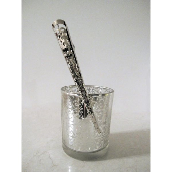 Silver tone filigree flower and hearts alligator hair claw clip clamp