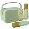 BESCOST Mini Karaoke Machine for Kids Adults, Portable Bluetooth Speaker with 2 Wireless Microphones, Kids Karaoke Machine for Girls Boys, Toys Birthday Gifts for 3-12+ Years Old Toddler (Green)