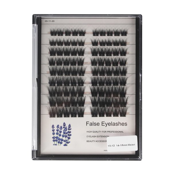 Hannahool Wide Stem Cluster DIY Eye Lashes Extensions Mixed 10-12-14-16mm/14-16-18mm Individual False Eyelashes D Curl Dramatic Volume Eyelashes (Mixed 10-12-14-16mm)