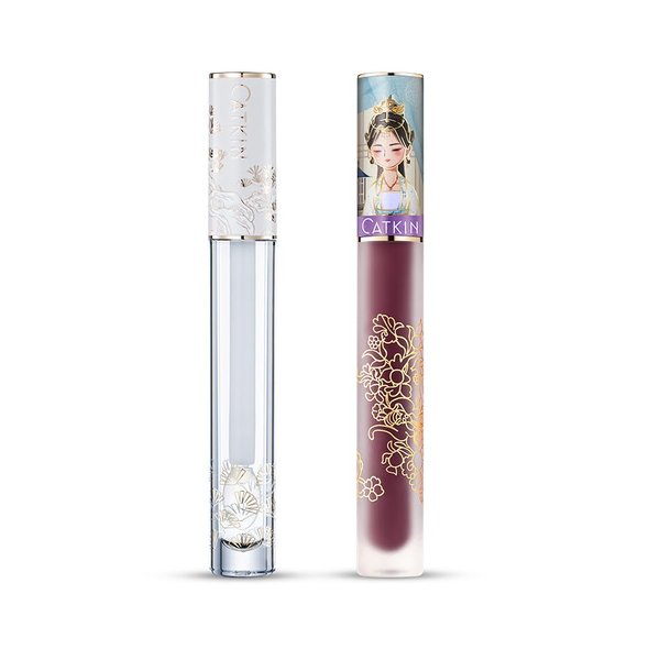 Catkin Semi Matte Liquid Lipstick Lip Gloss for Women Tinted High Pigmented, Waterproof Long Lasting Moisturizing Smooth Velvet Effect 2pcs 03