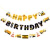 Construction Happy Birthday Party Banner - Pre-strung Construction Party Supplies Decoration Set for Boys Dump Truck Car Garland Vehicle Engineering Theme Party Favors for Birthday