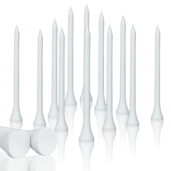MYKUJA Bamboo Golf Tee 3-1/4 inch Pack of 100 White