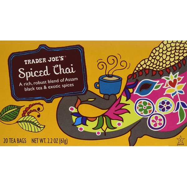 Trader Joe's Spiced Chai (A Rich, Robust Blend of Assam Black Tea & Exotic Spices), 20 Tea Bags (1 Box)