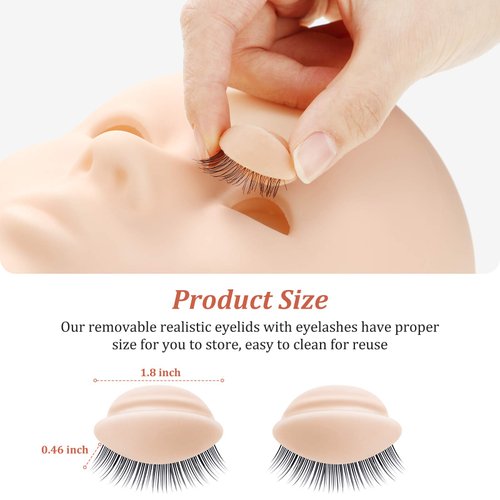 2 Boxes 6 Pairs Replacement Eyelids for Mannequin Head Removable Realistic Eyelids with Eyelashes Mannequin Head Eyelids for Eyelash Training Practice Makeup Eyelash Extensions (Light Color)