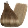 Full Shine Tape in Hair Extensions 16 Inch Tape in Real Hair Extensions Color 10 Fading to 14 Balayage 20 Pcs 50 Grams Tape in Human Hair Extensions Blonde Tape in Extensions