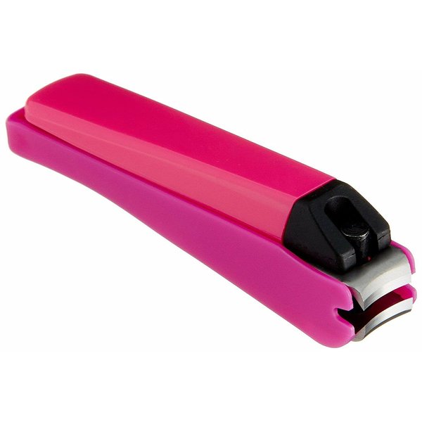 JapanBargain 2697, Japanese Kai La Beau Nail Clipper Cutter for Fingernail and Toenail with Detachable Nail Catcher Shell Medical Grade Stainless Steel Made in Japan, Medium Size, Pink