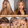 MENTOR Honey Blonde Highlight Ombre Lace Front Wigs Human Hair Straight Pre Plucked 13x4 HD Transparent 4/27 Balayage Blonde Brown Lace Frontal Wig 180% Density 30 Inch
