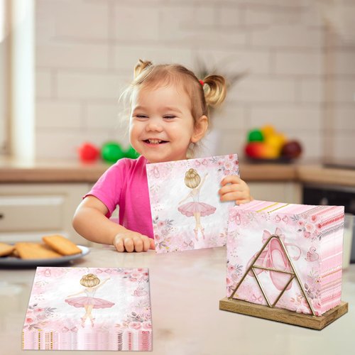 Pink Ballerina Birthday Napkins 40 Pieces Ballerina Birthday Party Napkins Paper Ballerina Birthday Party Decorations for Girl Ballet Party Supplies Baby Shower Wedding Party Decor