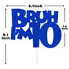 Bruh I'm 10 Cake Topper, It's My Birthday Bro,Cheers to 10 Years/Out Single Digits for Big Brother, Happy 10th Birthday Party Decorations Supplies for Kids Boys, Blue Glitter