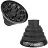 Collapsible Hair Dryer Diffuser,Silicone Dryer Hair Diffuser for Curly Hair- ​​​Lightweight Portable Travel ​Folding Design ​Fit Most Hair Dryers with Nozzle Diameter D-1.57Inch to 1.96 Inch (Black)