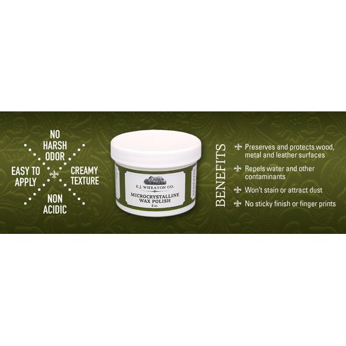 E.J. Wheaton Co. Microcrystalline Wax Polish, Preserves and Protects Metal, Leather and Wood Surfaces, Made in USA (8 oz.)
