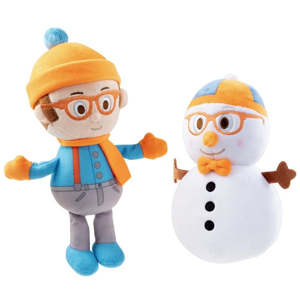 Blippi 7" Christmas Blippi & Snowman Plush, 2-Pack Set - Officially Licensed - Quality Soft Stuffed Animal Figure Toy - Holiday Stocking Stuffer Gift for Toddlers, Kids, Boys & Girls - 12 mo+