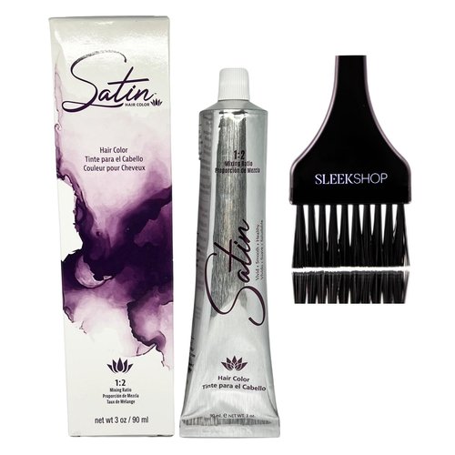 Practice SIeekshop Brush + 𝐒𝐚tin Hair Color, D𝐞v𝐞𝐥o𝐩𝐥us Ultra Vivid Fashion Colors, (NEWEST 2024-2025 VERSION) ALOE VERA BASE Low Ammonia Cream Haircolor Dye (1V - Violet Black)