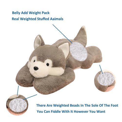 Doireum Weighted Husky Stuffed Animal Plush Toy - Cute 11.8 inch Huskies Throw Pillow Gifts for Boys and Girls