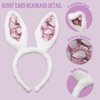 Susunaya Bunny Ears Headbands Plush Rabbit Ear Headband for Women Bunnys Ear Headband for Kids Adults Party Supplies（rose）