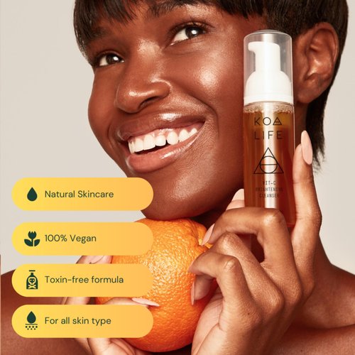 KOA LIFE Vit-C Brightening Facial Cleanser - Vitamin C Facial Cleanser Wash, Skin Brightening Face Wash, Gentle Foam Cleanser, Vegan - 1.7 Fl Oz