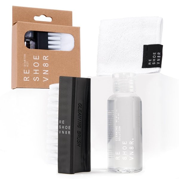 Reshoevn8r Shoe Cleaner Sneakers Kit, Starter Kit - Sneaker Cleaner for Canvas, Mesh, Knit, Leather, Nubuck, Plastic, & Rubber Shoes - 2oz Cleaning Solution, 1 Medium Bristle Brush, & Microfiber Towel