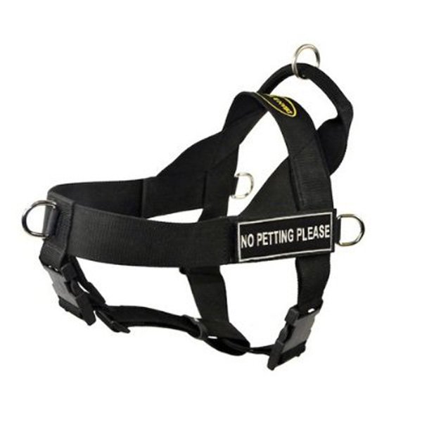 DT Universal No Pull Dog Harness, No Petting Please, Black, Medium, Fits Girth Size: 26-Inch to 32-Inch