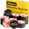Hyper-Sticky Magnets with Adhesive Backing - 36pcs 0.8"x0.08" Strong Magnetic Dots for Whiteboard, Fridge, Crafts - Easy-to-Cut Stickers for Planning and Organization