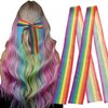 2Pcs Rainbow Ribbon Hair Wrap String for Braids Gay Pride Colorful Bow Hair Ties Hair Extensions Hair Rope Band Rainbow Braiding Hair Accessories for LGBTQ Parade Wedding Party Hair Styling