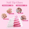 Clear Coffin Nail Tips Set, MORGLES 500pcs Long Nail Tips for Acrylic Nails Professional Half Cover Ballerina French Nail Tips Fake Nails Kit with Nail Glue, Clipper, Files, Cuticle Pusher and Fork