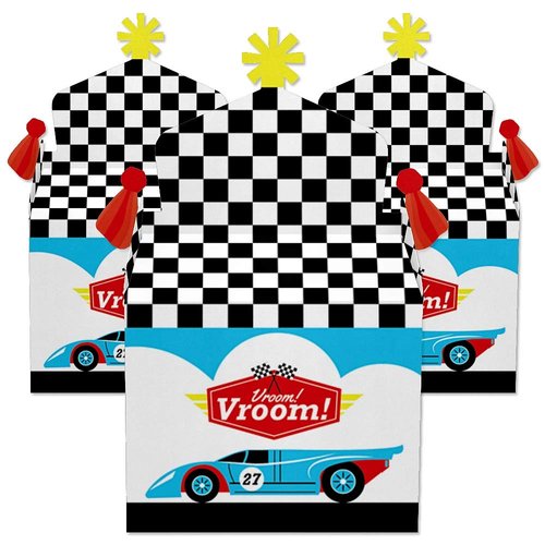 Big Dot of Happiness Let’s Go Racing - Racecar - Treat Box Party Favors - Race Car Birthday Party or Baby Shower Goodie Gable Boxes - Set of 12