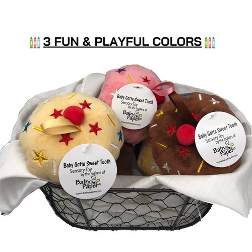 Baby Paper Baby Toys Chocolate Cupcake Toy | Sensory Toys for Baby Girl & Baby Boy | Toddler Toys Promote Sensory Play | Stuffed Toys Safe for Kids & Infants | Washable, Portable, & Lovable