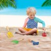 Anzmtosn Kids Metal Garden Tool Set Sand Toy, Rake, Spade, Hoe and Leaf Rake, Beach Shovels Scoop Toy, Essential Toddler Sandbox Kit Beach Gear Accessories Outdoor Gardening, 4 Pack