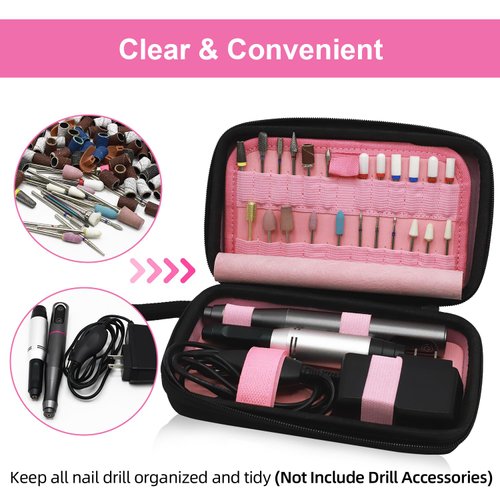 Nail Drill Bits Holder, (ONLY CASE) Nail Drill Kit Organizer Storage Case,Waterproof and Dustproof Portable Organizer Bag, Efile Nail Bits Displayer Organizer Container, for Manicure Tools