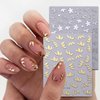 8 Sheets Flower Nail Stickers for Nail Art, 3D Self-Adhesive Bronzing Flowers Nail Decal Gold Silver Flowers Leaves Nail Design Nail Art Stickers Spring and Summer Nail DIY Decorations for Women