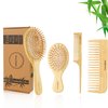 DEBETOOL Bamboo Hair Brush Set - Natural Bamboo Paddle Detangling Hairbrush and Comb Set, Suit for Thick/Thin -Gift for Women Men and Kids