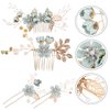 NUOBESTY 4Pcs Wedding Hair Clip Comb Handmade Bridal Hair Clip Pearl Floral Leaf Hair Accessories for Women Wedding ( Green )