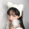 minkissy Cat Ears Cat Ears Plush Cat Ear Headband, 2pcs Furry Cat Ear Hair Band Lovely Ears Hairband Face Washing Headband for Women Girls White Black Cat Ears Womens Headbands