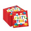 40PCS Building Blocks Themed Paper Napkins Toy Brick Dinner Paper Napkin Set Disposable for Birthday Party Supplies Tableware Decoration