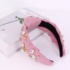 jascaela Women’s Pearl Knotted Rhinestones Headband Vintage Face Wash Headband Jewelry Going Out Non-slip Headband Pink Pearl