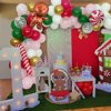 Christmas Balloon Garland Arch Kit Christmas Party Decorations Red Green Pink Balloons Arch with Gingerbread Man Cane Candy Foil Balloon for Kids Xmas New Year Birthday Party Decoration
