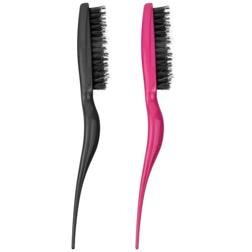 2 Pcs Teasing Brush Boar Bristle Hair Brush for Volume Hair Scalp Massage, Teasing Brush with Tail Handle for Back Brushing, Back Combing, Creating Volume, Teasing and Slicking Your Hair Back