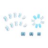 MERVF Square Press on Nails Medium Fake Nails Blue White Squoval Acrylic Nails with Glitter Lines Design 24pcs Glossy Neon Glue on Nails Press ons