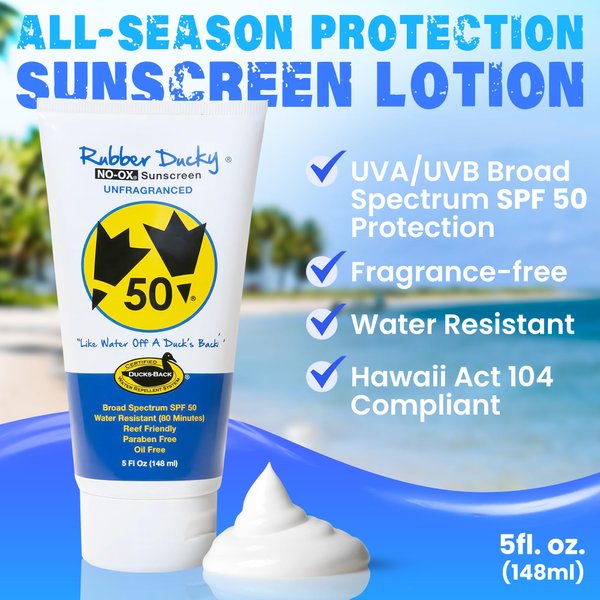 Rubber Ducky SPF 50 Original - Broad Spectrum Lotion | Sunscreen for Face and Body | Water Resistant Sunscreen | Oil Free - 5oz (Pack of 2)