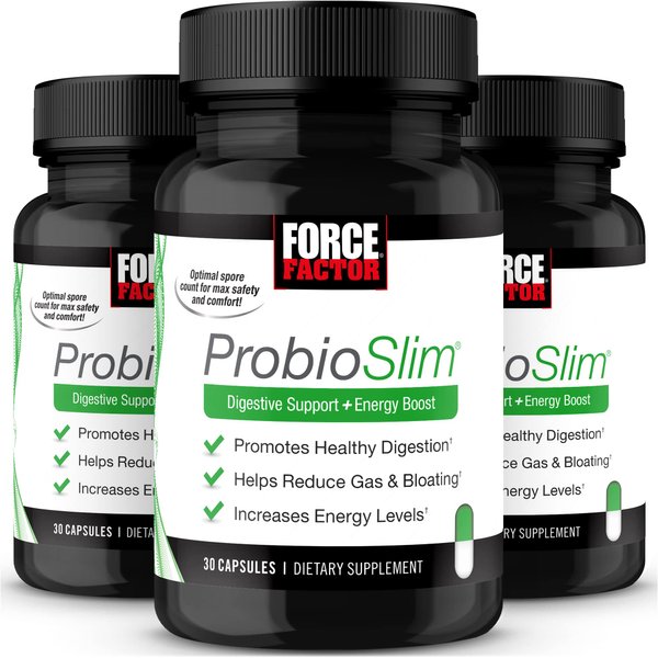 Force Factor ProbioSlim, Probiotic Supplement for Women and Men with Probiotics and Green Tea Extract, Reduce Gas, Bloating, Constipation, Support Digestive Health & Gut Health, 30 Count (Pack of 3)