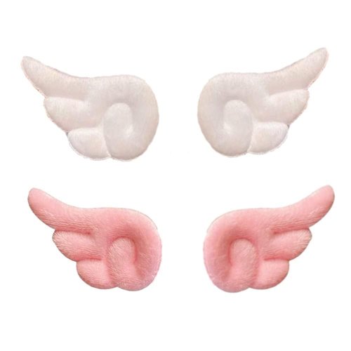 2 Pairs White and Pink Cute Angel wings Hair Clips Adorable Hair Barrettes Non Slip Hair Clips Cartoon Hairpins Plush Barrettes Hair cosplay accessories kawaii Accessories for Halloween Christmas Hair